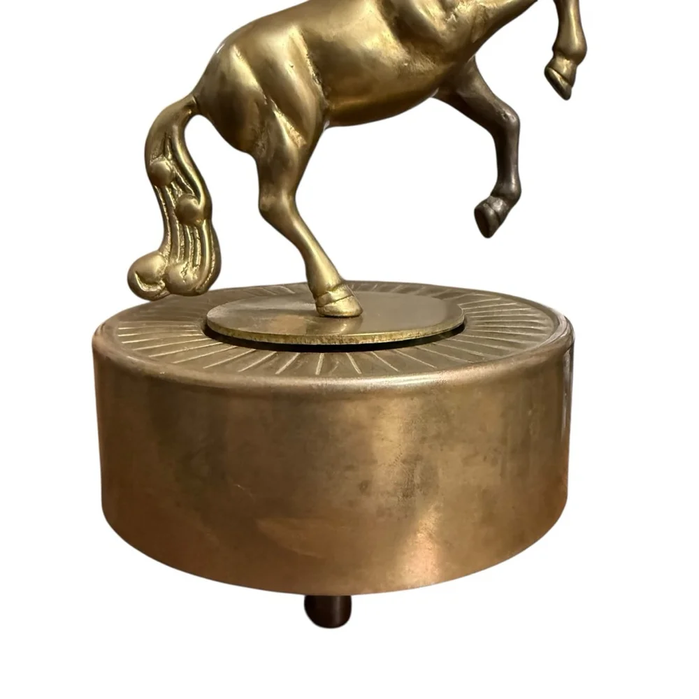 Vintage‎ 1982 Aldon Solid Brass Unicorn Music Box Made in Taiwan